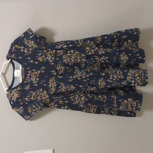 Hanna Andersson Navy Floral Tiered Cotton Dress Short Sleeve - Size 110, US 5